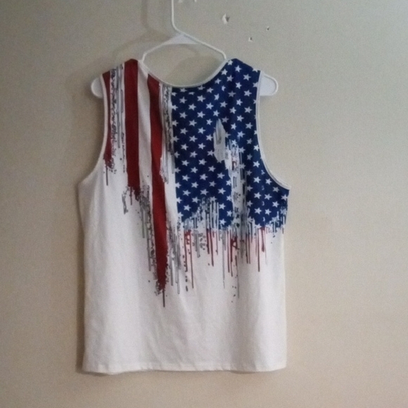 Sleeveless American Flag Graphic Tank Top - White, Blue & Red - Picture 6 of 8